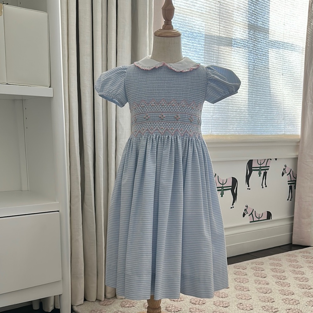 ANAVINI Blue Striped Kids Dress